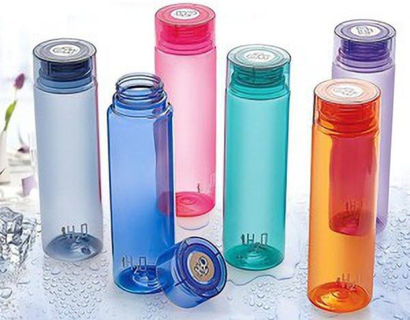 JM SELLER Plastic Water Bottle for Fridge Pack of 6 (1 Litre) 1000 ml Bottle  (Pack of 6, Multicolor, Plastic)