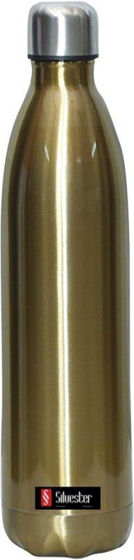Silvester Stainless Steel Insulated Thermosteel Double Walked Voccum Hot & Cold Bottle 8 HRS 1000 ml Bottle  (Pack of 1, Gold, Steel)
