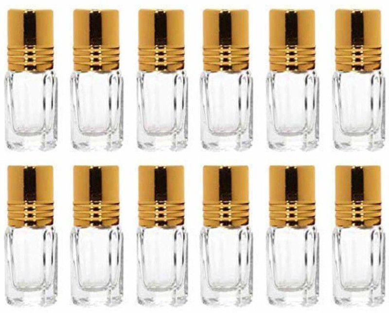 PHARCOS 6ml mini glass Bottle, roll-on ball & Gold Cap for Perfume, aromatherapy 12pes 6 ml Bottle  (Pack of 12, Clear, Glass)