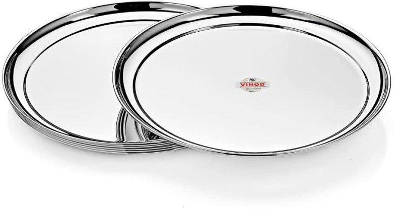 VINOD Stainless Steel Rajbhog Plate Set of 2 Pieces, Diameter 28.5cm (RB12) Dinner Plate  (Pack of 2)
