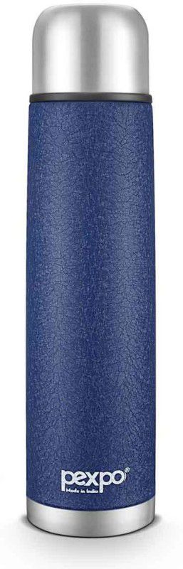 LINASHA PEXPO Flip Lid Thermosteel 24 Hrs Hot & Cold Water Bottle with Jute Bag 1000 ml Bottle  (Pack of 1, Blue, Steel)