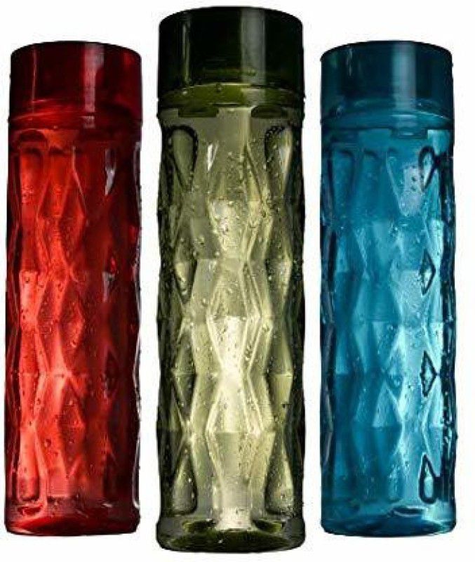 Diamond Shape Fridge Sports Bottle For College School Office Set Of 3 1000 ml Bottle  (Pack of 3, Multicolor, Plastic)