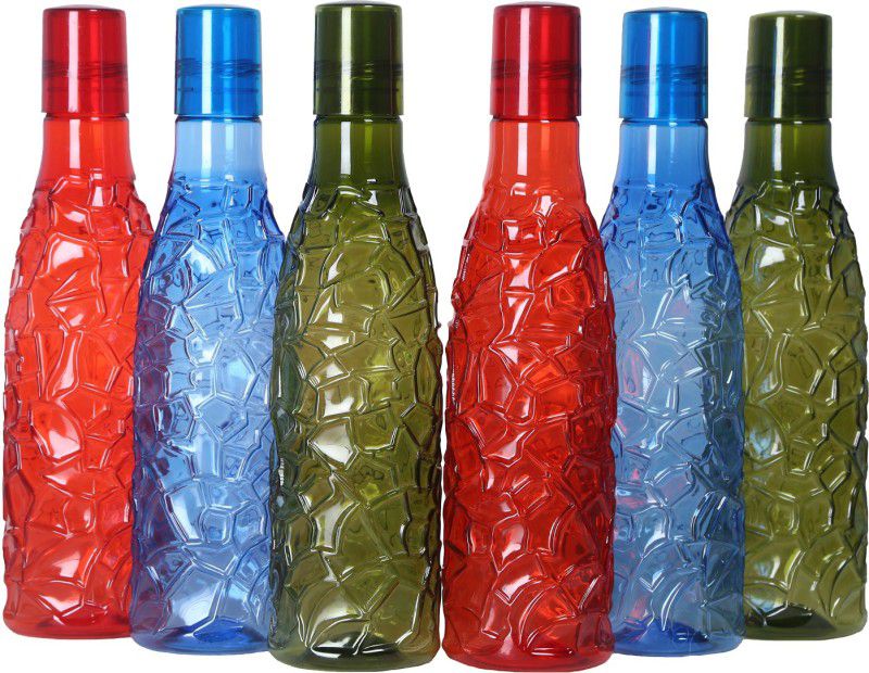 Imphi 2 Diamond Bottle with leak proof quality & BPA Free + Quality 1000 ml Bottle  (Pack of 6, Multicolor, Plastic)