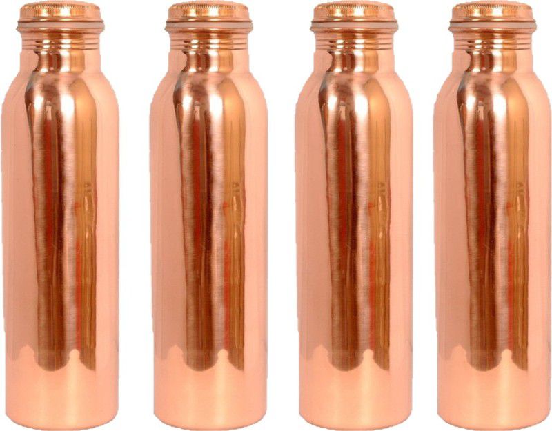 Dots Handmade Plain Copper Bottle 4000 ml Bottle (Pack of 4, Copper, Copper) 1000 ml Bottle  (Pack of 4, Copper, Copper)