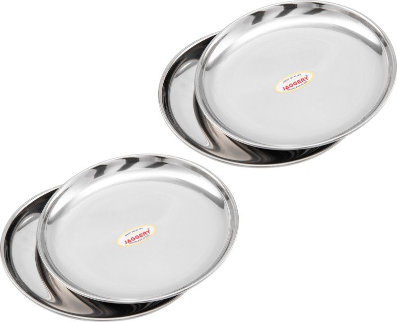 JAGGERY Mirror Finish Dinner Plate/ Thali, Set of 4, Dia- 18.5cm, approx-7.5 inch Dinner Plate  (Pack of 4)