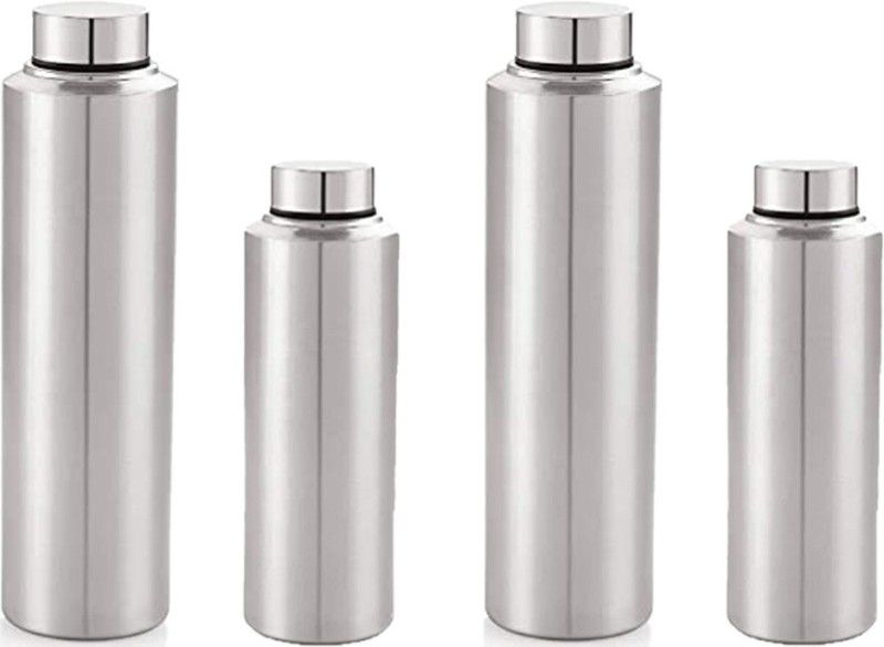 RKAS Stainless Steel Combo Water Bottle Pack of 4| 2 Pices 700ml & 2 Pieces 1000ml 1000 ml Bottle  (Pack of 4, Silver, Steel)