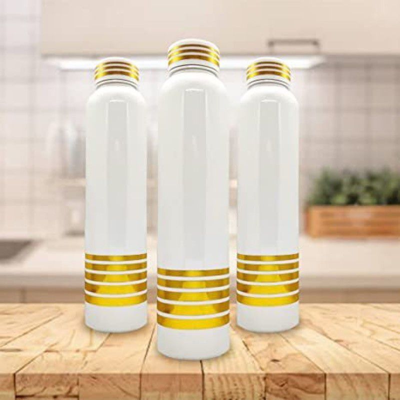 Mello Golden Lining Water Bottle for Fridge, for Home, Unbreakable bottle pack of 3 1000 ml Bottle  (Pack of 3, White, Plastic)