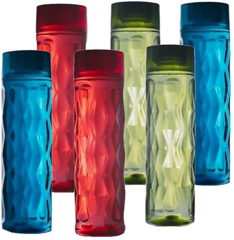 Diamond Shape Fridge Sports Bottle For College School Office Set Of 1 1000 ml Bottle  (Pack of 6, Multicolor, Plastic)