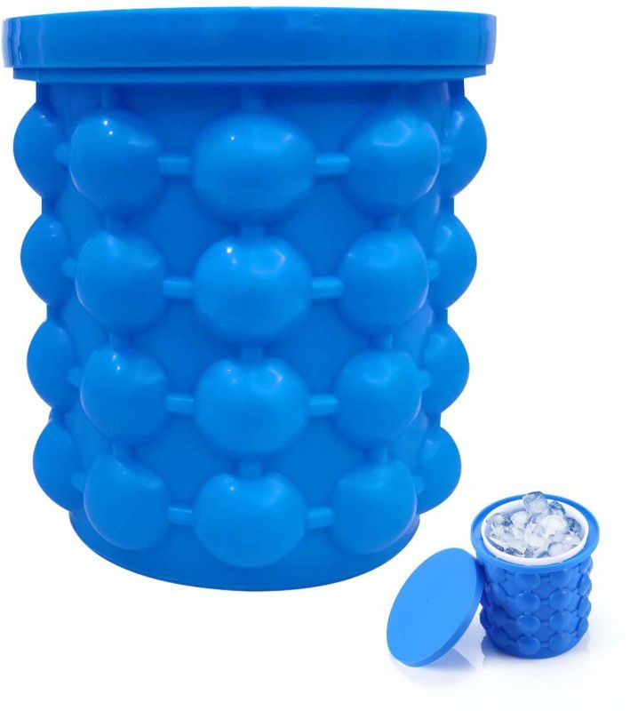 VibeX 1 L Plastic, Silicone IIV™-472-KM-Ice Cube Maker, Round, Portable, for Frozen Whiskey, Cocktail Ice Bucket  (Blue)
