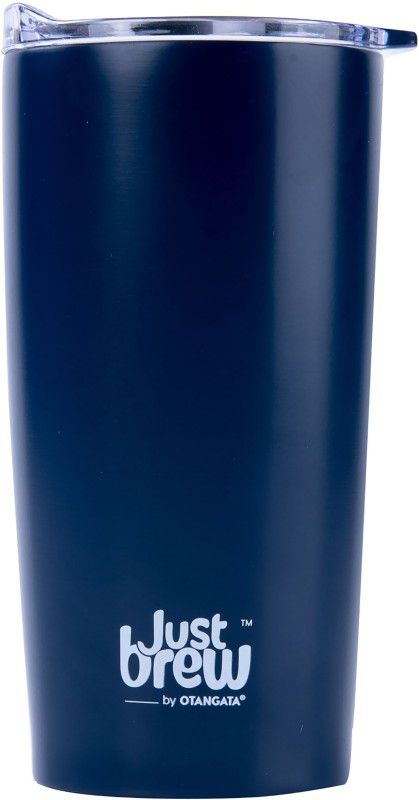 JustBrew Insulated Travel Flask with Vacuum Finish , Hot and Cold , Stainless Steel 600 ml Flask  (Pack of 1, Blue, Steel)