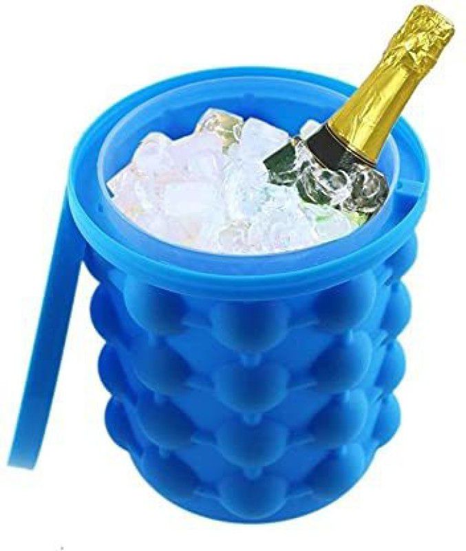 VibeX 1 L Plastic, Silicone IOX™-474-AZ-Silicone Ice Cube Maker Bucket Ice-Ball Makers for Party and Picnic Ice Bucket  (Blue)