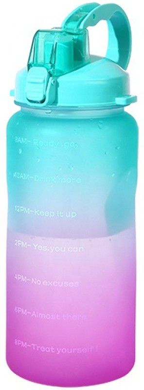 FITBOTT Sports Water Bottle 2 Litre with Time Markings (Blue & Purple) 2000 ml Bottle  (Pack of 1, Pink, Tritan)