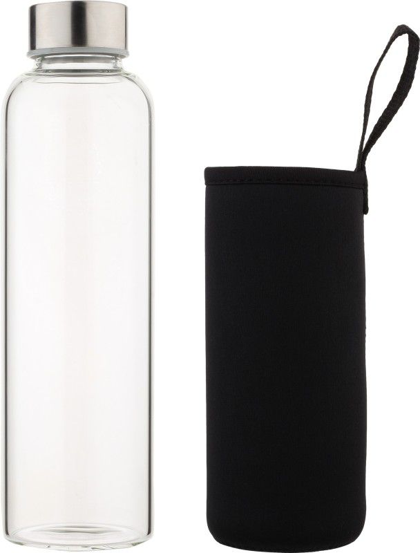 YACHT Borosilicate Glass with Protective Sleeve, Crystal Transparent, 550 ml Bottle  (Pack of 1, White, Glass)