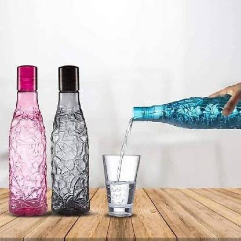 pelton set of 6 creta design plastic bottle set 1 ltr 1000 ml Bottle  (Pack of 1, Multicolor, Plastic)