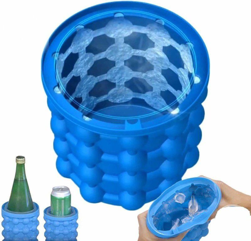 VibeX 1 L Plastic, Silicone XI™-444-YH-Silicone Ice-Ball Makers for Home, Party and Picnic Ice Bucket  (Blue)