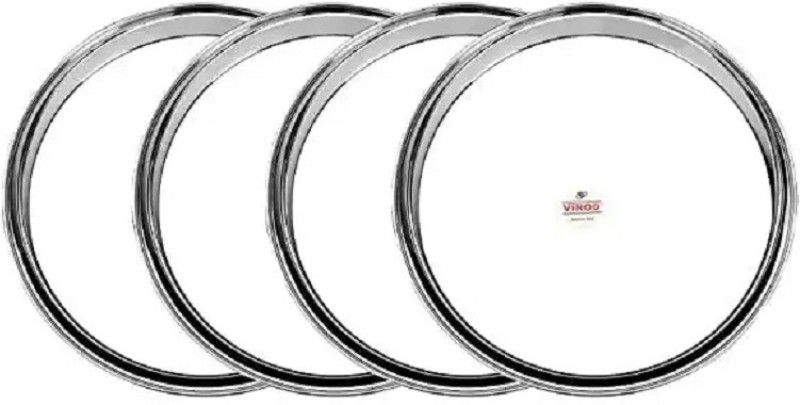 VINOD Stainless Steel Kanchan Bogi Plate, Lunch & Dinner Plate (Pack of 4, Dia 30 cm) Dinner Plate  (Pack of 4)