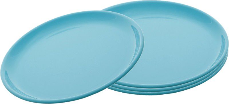 KUBER INDUSTRIES Small Round 4 Pieces Unbreakable Plastic Microwave Safe Dinner Plates (Green) - CTKTC34838 Dinner Plate  (Pack of 4, Microwave Safe)