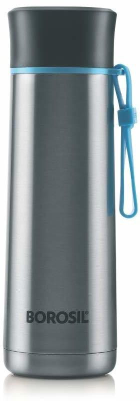 BOROSIL sprint silver 400 ml Flask  (Pack of 1, Silver, Steel)