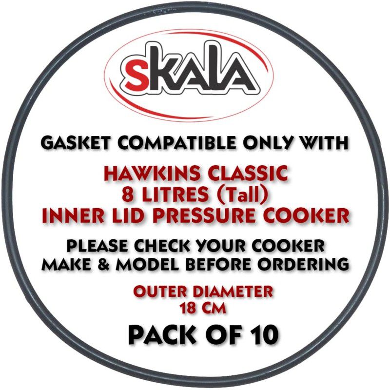 SKALA Compatible With HAWKINS CLASSIC 8 ltr[TALL] INNERLID PRESSURE COOKER(Pack of 10) 180 mm Pressure Cooker Gasket