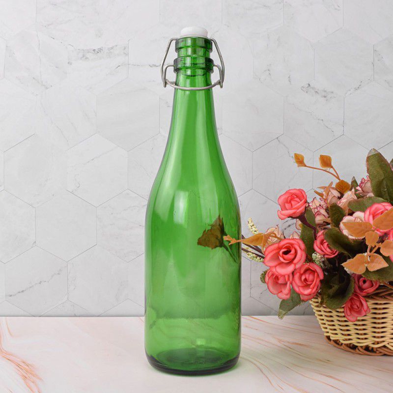 Deco Pride Flip Clip Cap Green Bottle, Plain Glass Milano 750, Pack Of 6, 750 ml Bottle  (Pack of 6, Green, Glass)