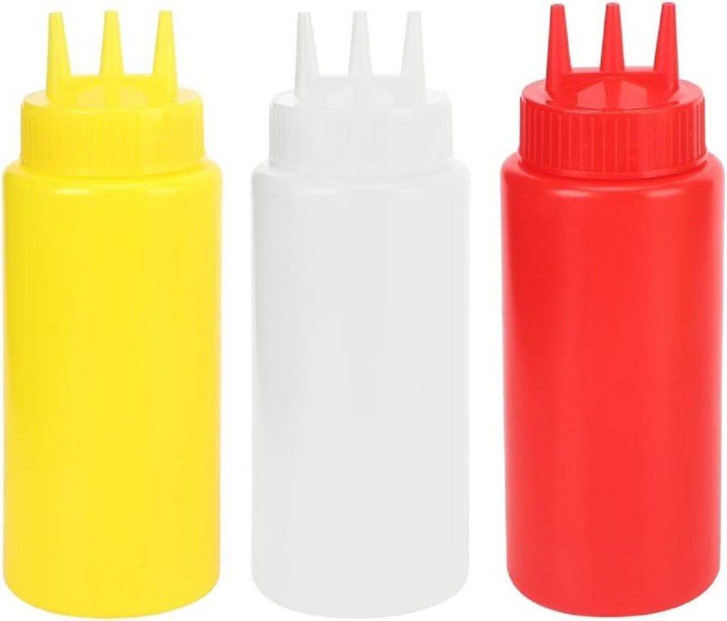 PuthaK Squeeze Bottle 500ml Set Of 3 500 ml Bottle  (Pack of 3, Multicolor, Plastic)
