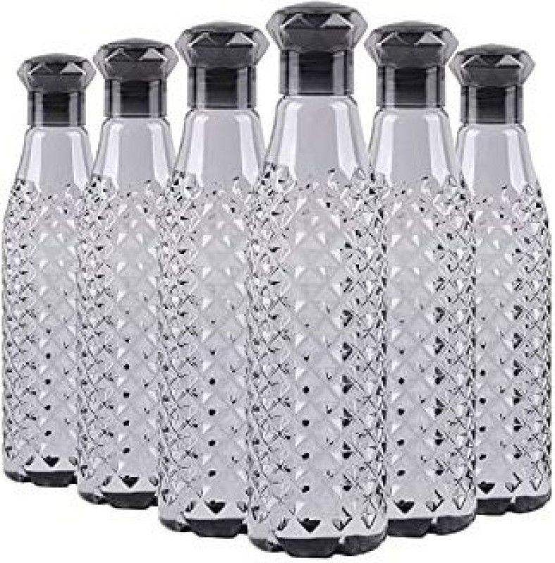 ALTOSA Plastic Diamond Water Bottle for Fridge Office Gym (1000 ml) - Pack of 6 6000 ml Bottle  (Pack of 6, Black, Plastic)