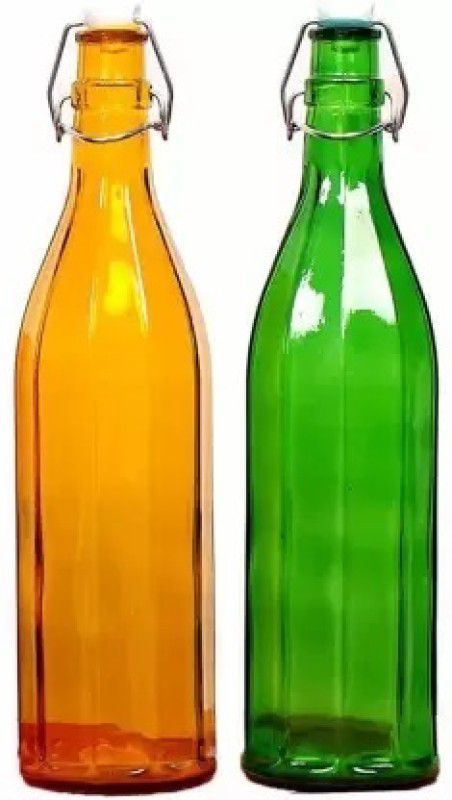 Virya Calhexa Glass Bottles 1000 ml Bottle  (Pack of 2, Yellow, Green, Glass)