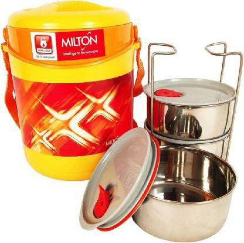 MILTON ECONA DELUXE 3 TIFFIN (YELLOW) 3 Containers Lunch Box  (520 ml, Thermoware)