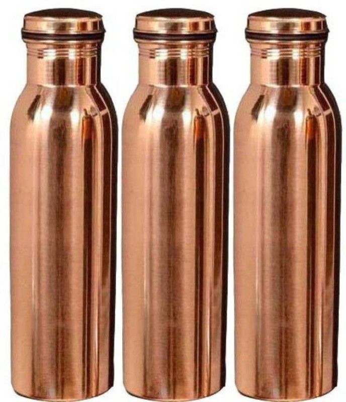 G Mart Copper Water Bottle For Ayurvedic Health Benefits 1000 ml Bottle  (Pack of 3, Brown, Copper)