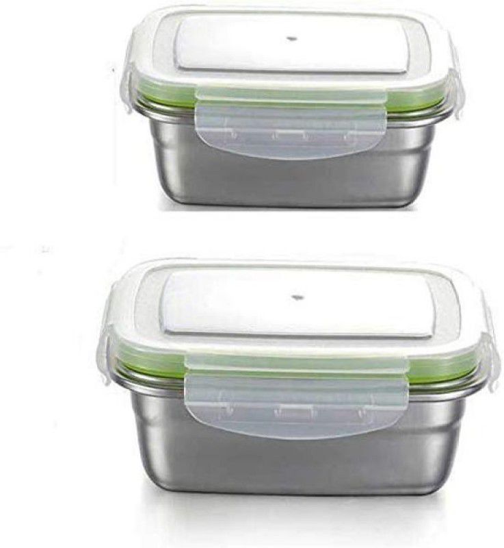 Femora High Steel SS304 Rectangle Heavy Duty Airtight Leakproof Unbreakable Container with Lock Lid Lunch Box for Office, Storage, Lunch Box - 550 ml/gm, 850 ml/gm (Set of 2) 2 Containers Lunch Box  (850 ml)