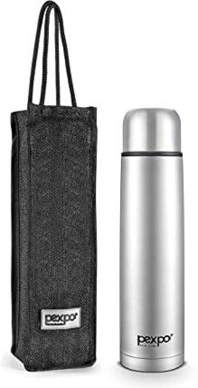 pexpo 24 Hrs Hot & Cold ISI Certified with Jute-bag Flexo Vacuum insulated Bottle 500 ml Flask  (Pack of 1, Silver, Steel)