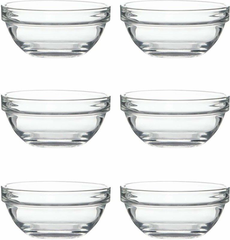 ice bowl set serving fruits, candy, Dry-fruits, Sweets Disposable Dessert Bowl Glass Decorative Bowl  (Clear, Pack of 6)