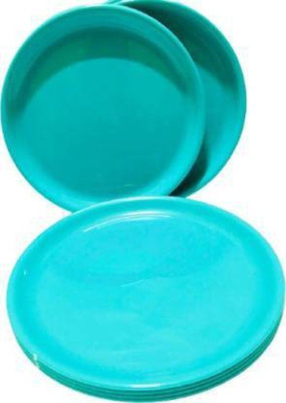Kanha Gloss Finish Sea Green Colored Unbreakable Round Microwave Safe Dinner Plates Biryani Plates For Home and Restaurant (11 Inches) Dinner Plate  (Pack of 9, Microwave Safe)