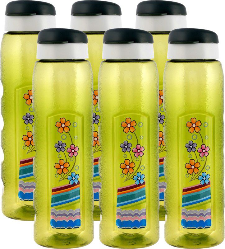 KUBER INDUSTRIES Unbreakable BPA Plastic Water Bottle With Sipper- 1 Litre, Pack of 6 (Green) 1000 ml Bottle  (Pack of 6, Green, Plastic)