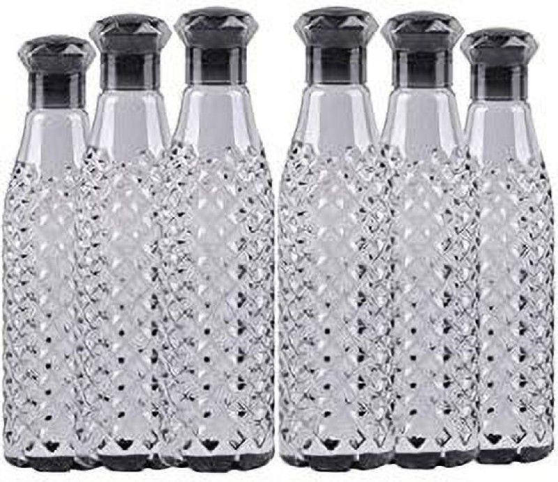 Imphi Diamond black water bottles set of 6, 1000 ml Bottle  (Pack of 6, Black, Plastic)