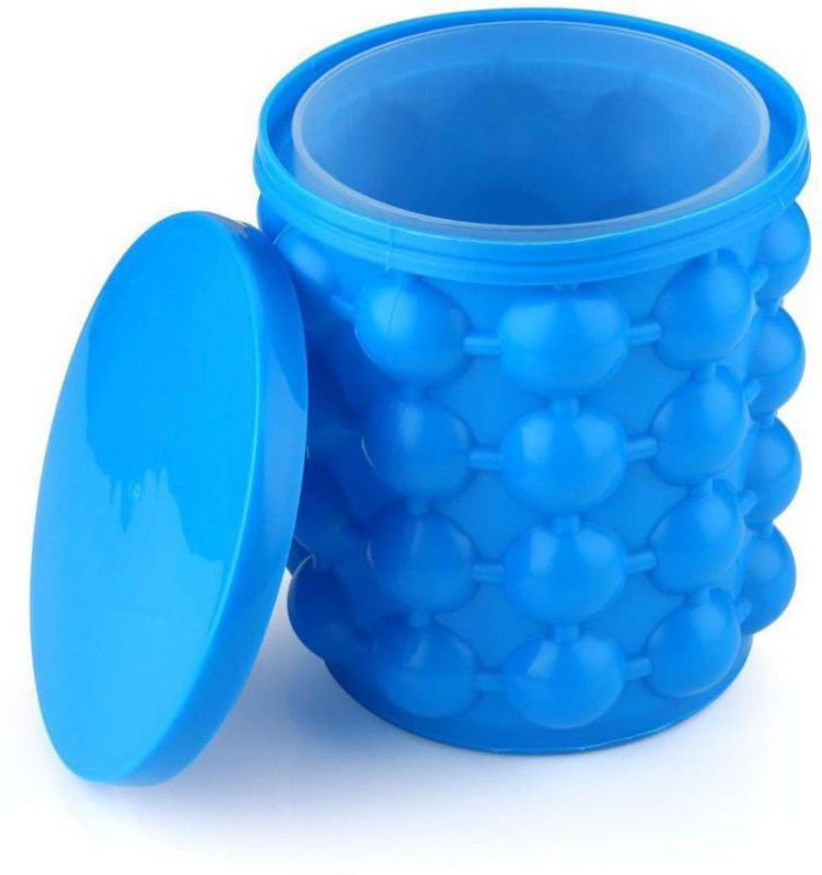 vulternic 1 L Silicone 2 in 1 Silicone Ice Bucket & Ice Mold with lid,Silicon Ice Cube Maker , Portable Silicon Ice Cube Maker Ice Bucket  (Blue)