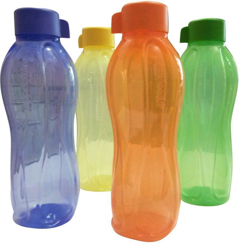 TUPPERWARE Aqua Safe 1000 ml Water Bottles 1000 ml Bottle  (Pack of 4, Green, Blue, Pink, Yellow, Plastic)