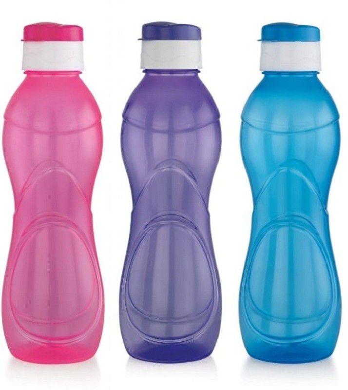 PuthaK WiiBross Plastic Food Grade Fridge Round Water Bottle Set(3 Pieces) PTHK-2745 1000 ml Bottle  (Pack of 3, Multicolor, Plastic)