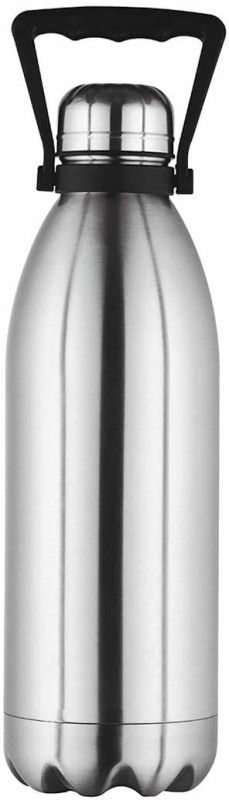 HALO NATION Vacuum Insulated Flask Water Bottle with Handle 24 Hrs Hot & Cool Bottle Thermos 2200 ml Flask  (Pack of 1, Silver, Steel)