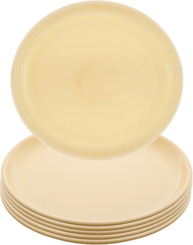 KUBER INDUSTRIES 6 Pieces Unbreakable Round Plastic Microwave Safe Dinner Plates (Yellow) - CTKTC34616 Dinner Plate  (Pack of 6, Microwave Safe)
