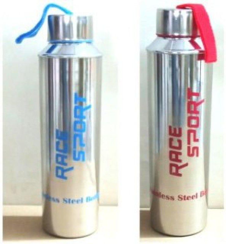 Nagraja Race Stainless Steel Fridge Water Bottle (Pack of 2) 1000 ml Bottle  (Pack of 2, Multicolor, Steel)