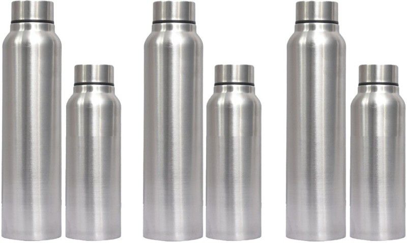 RKAS Probot Stainless Steel Water Bottle Pack of 6 | 3 Pieces 750ml & 3 pieces 1000ml 1000 ml Bottle  (Pack of 6, Silver, Steel)