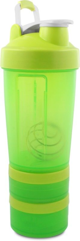 YACHT Protein Shaker Bottles For BCAA Double Compartment and Wire Whisk, Power 700 ml Bottle  (Pack of 1, Green, Plastic)