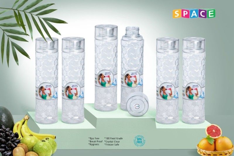 PuthaK WiiBross Plastic Food Grade Fridge Round Water Bottle Set(6 Pieces) PTHK-2746 1000 ml Bottle  (Pack of 6, Multicolor, Plastic)