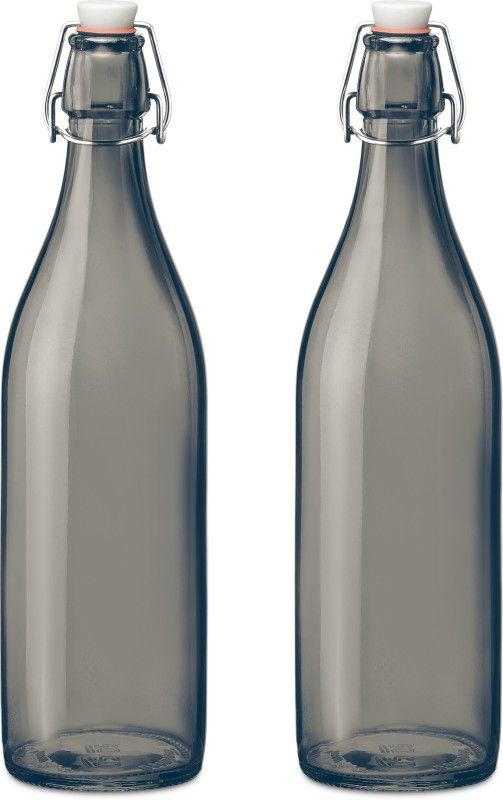 TREO Giara Silica Glass Bottle, Set of 2, 1Bl Each, Grey 1000 ml Bottle  (Pack of 2, Grey, Glass)