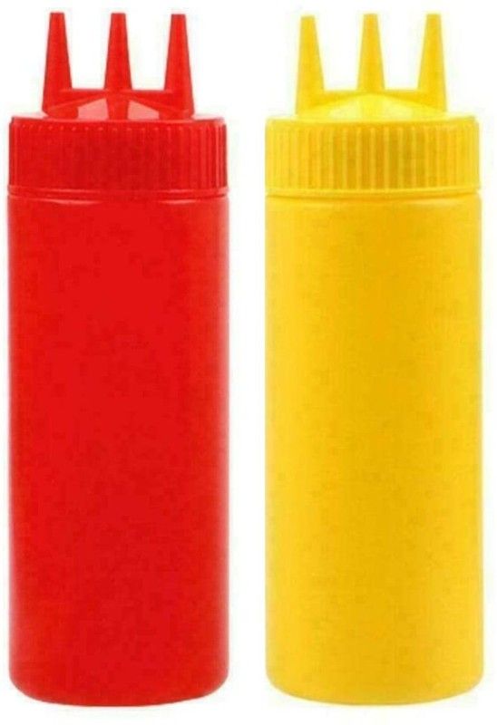 PuthaK 3 Holes Squeeze Bottle Condiment Dispenser for Sauce Ketchup 750 ml Bottle  (Pack of 3, Multicolor, Plastic)