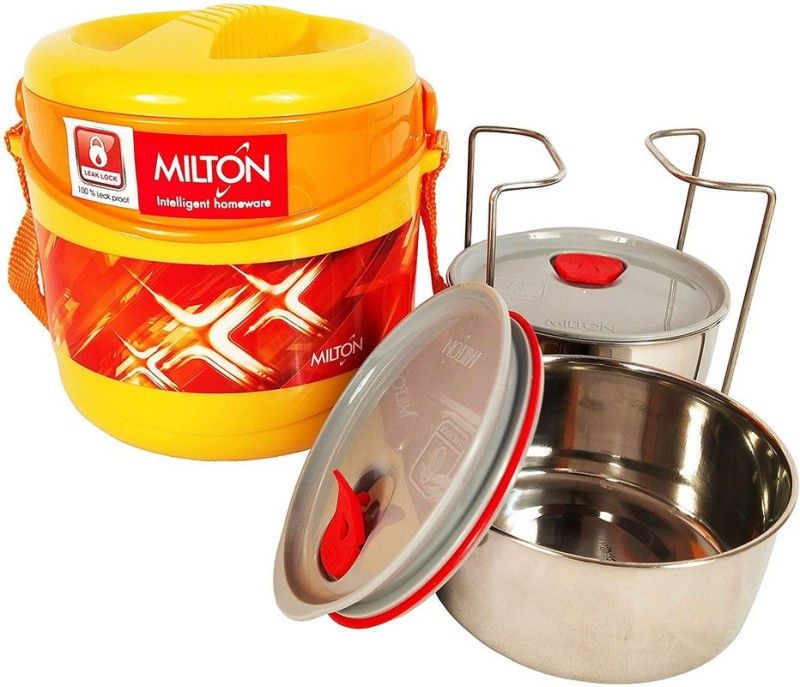 MILTON ECONA DELUXE 2 TIFFIN (YELLOW) 2 Containers Lunch Box  (520 ml, Thermoware)