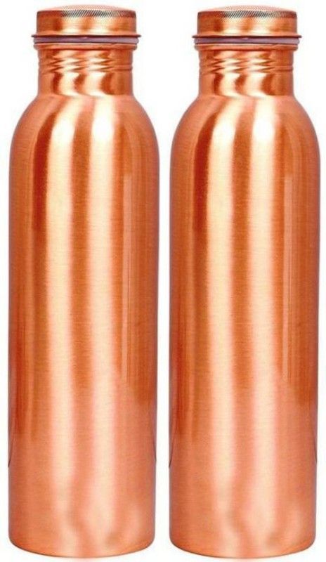 UNICOP Pure Copper High Quality Plane Style Bottle For Storage Water 1000 ml Bottle  (Pack of 2, Brown, Copper)
