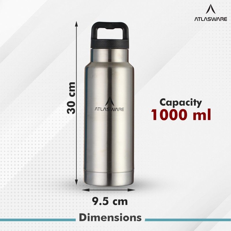 Atlasware Stainless Steel Handle 1000 ML Hot and Cold Thermo Flask 1000 ml Flask  (Pack of 1, Steel/Chrome, Steel)