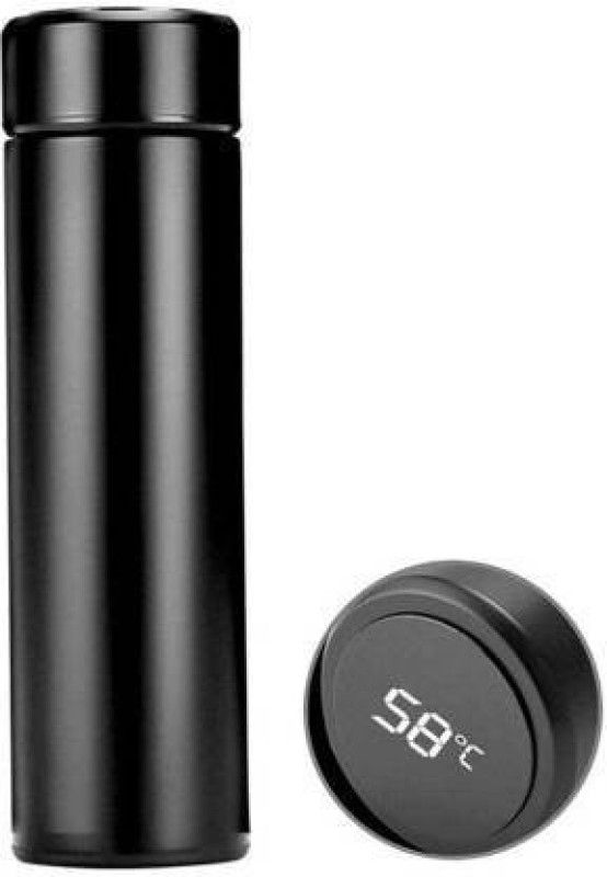 Sarju Creation Portable Thermos Double Layer Insulated Straight Cup Thermal Bottle SRC1033 350 ml Flask  (Pack of 1, Black, Steel)